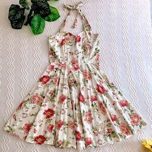 Garden Party Dress | Floral Halter Vintage Style Dress